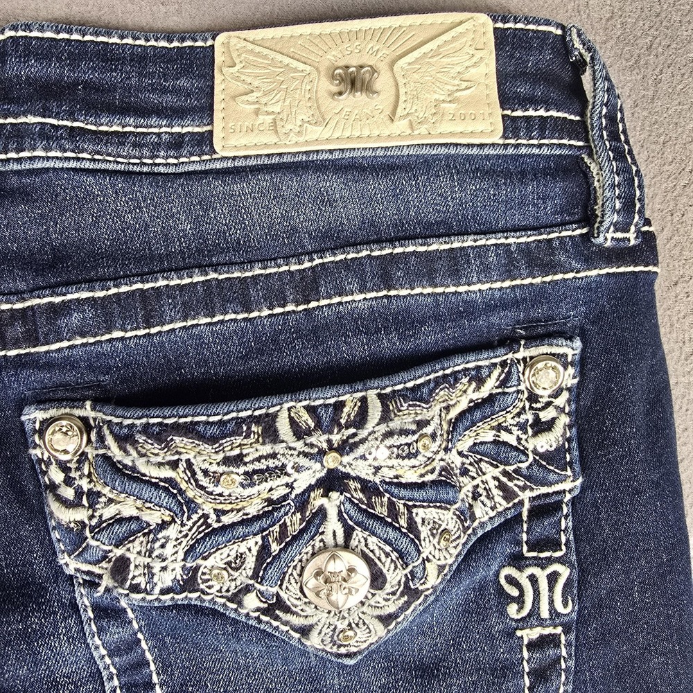 Miss Me Jeans Womens 32x32 Dark Wash Mid Rise Bootcut Embroidered Western NWT - Picture 5 of 15